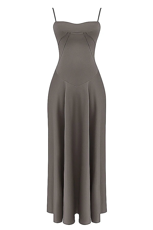 smoke lace up maxi dress