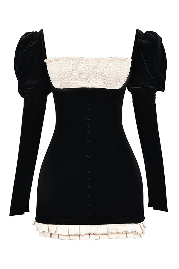 black & vintage cream mini dress