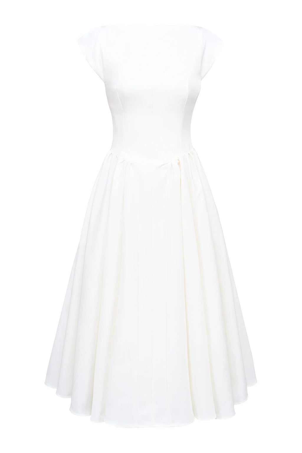 ivory moire satin midi dress