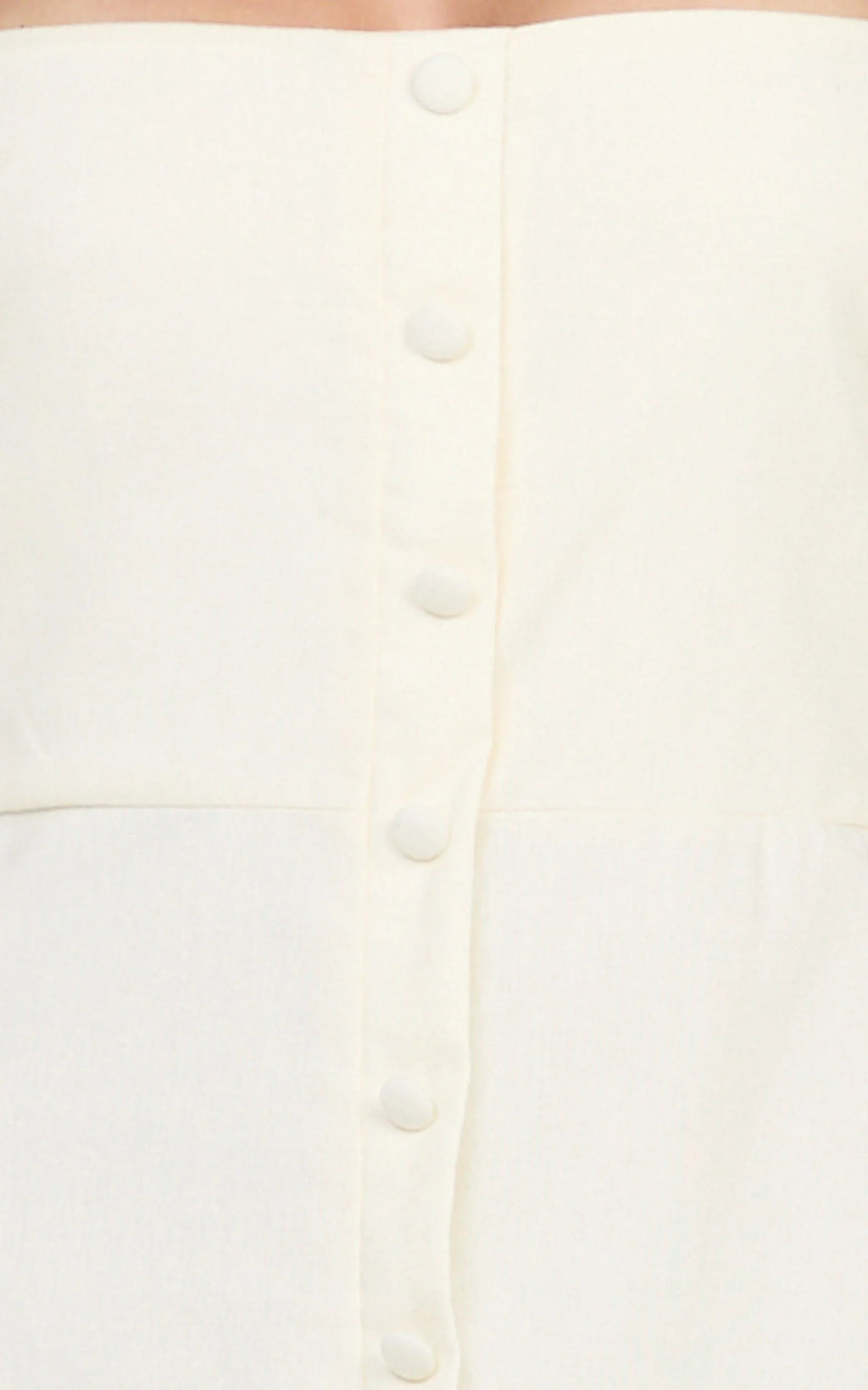 Marla Midi Dress - Square Neck Button Front Shift Dress in Cream