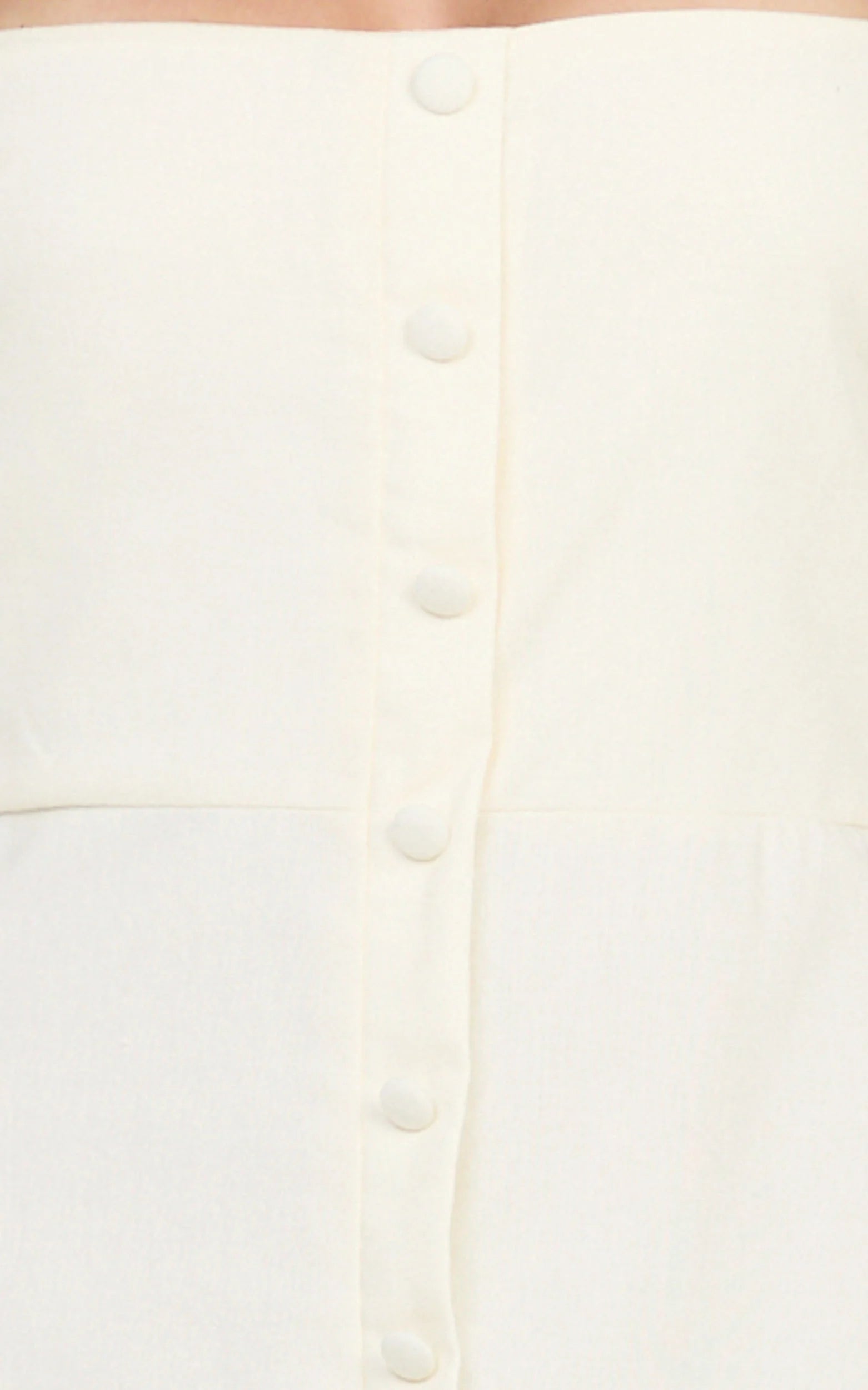 Marla Midi Dress - Square Neck Button Front Shift Dress in Cream