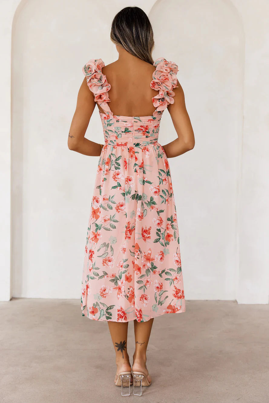 Enchanted Eden Midi Dress Pink