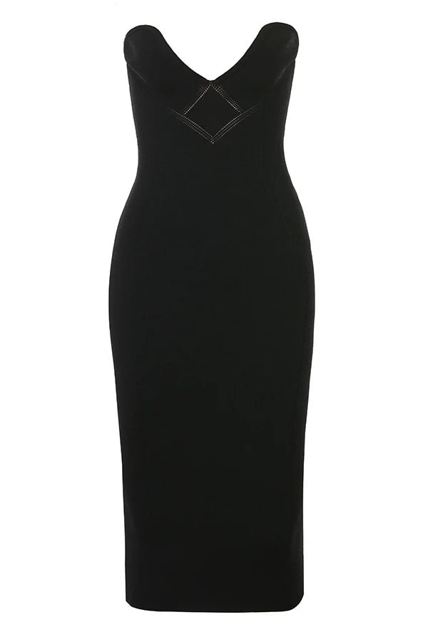 black strapless midi dress - sale