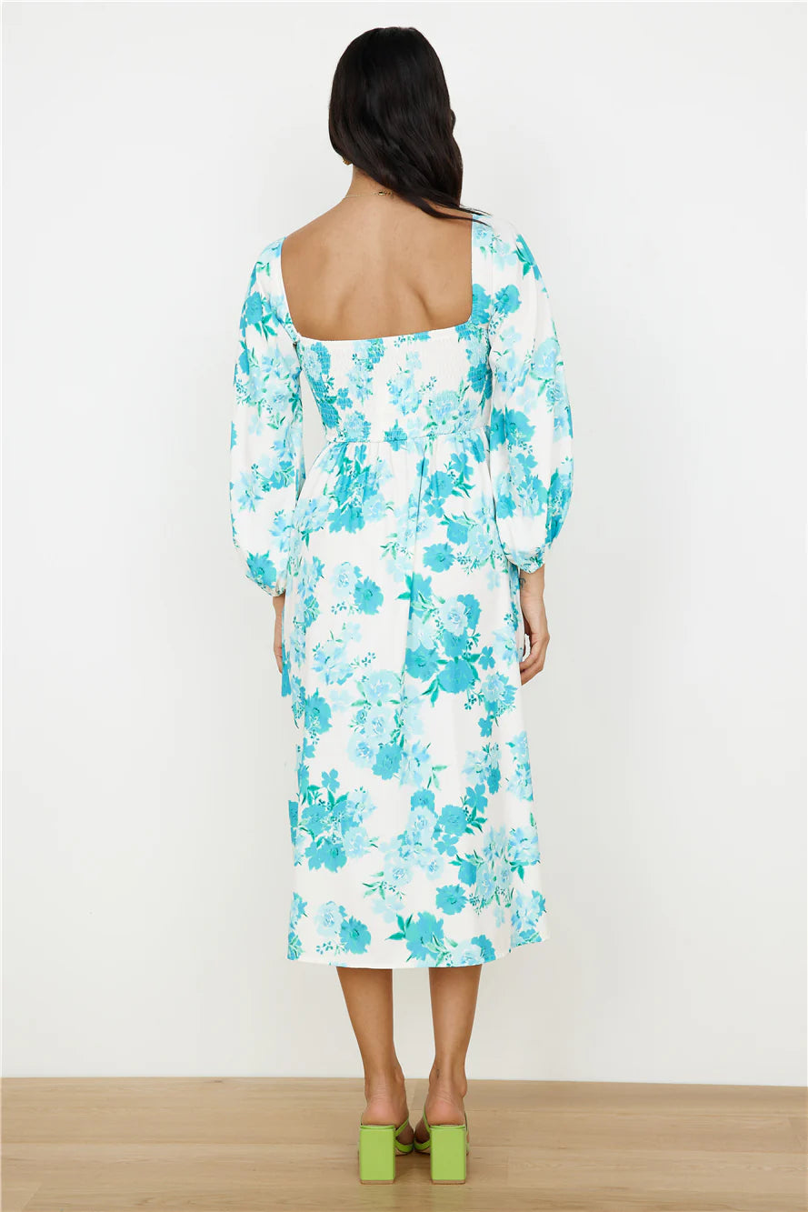 Sweet Epiphany Midi Dress Blue Floral