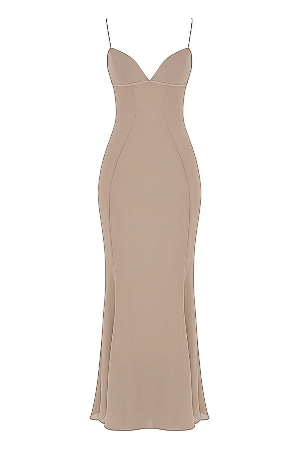 latte corset maxi dress