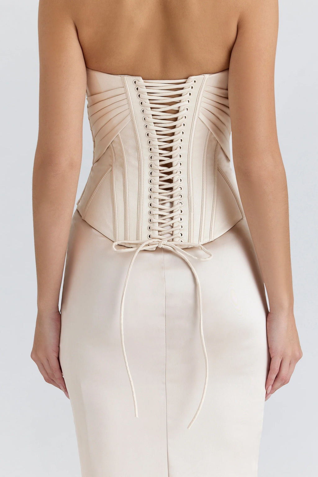ivory satin corset maxi gown - limited edition