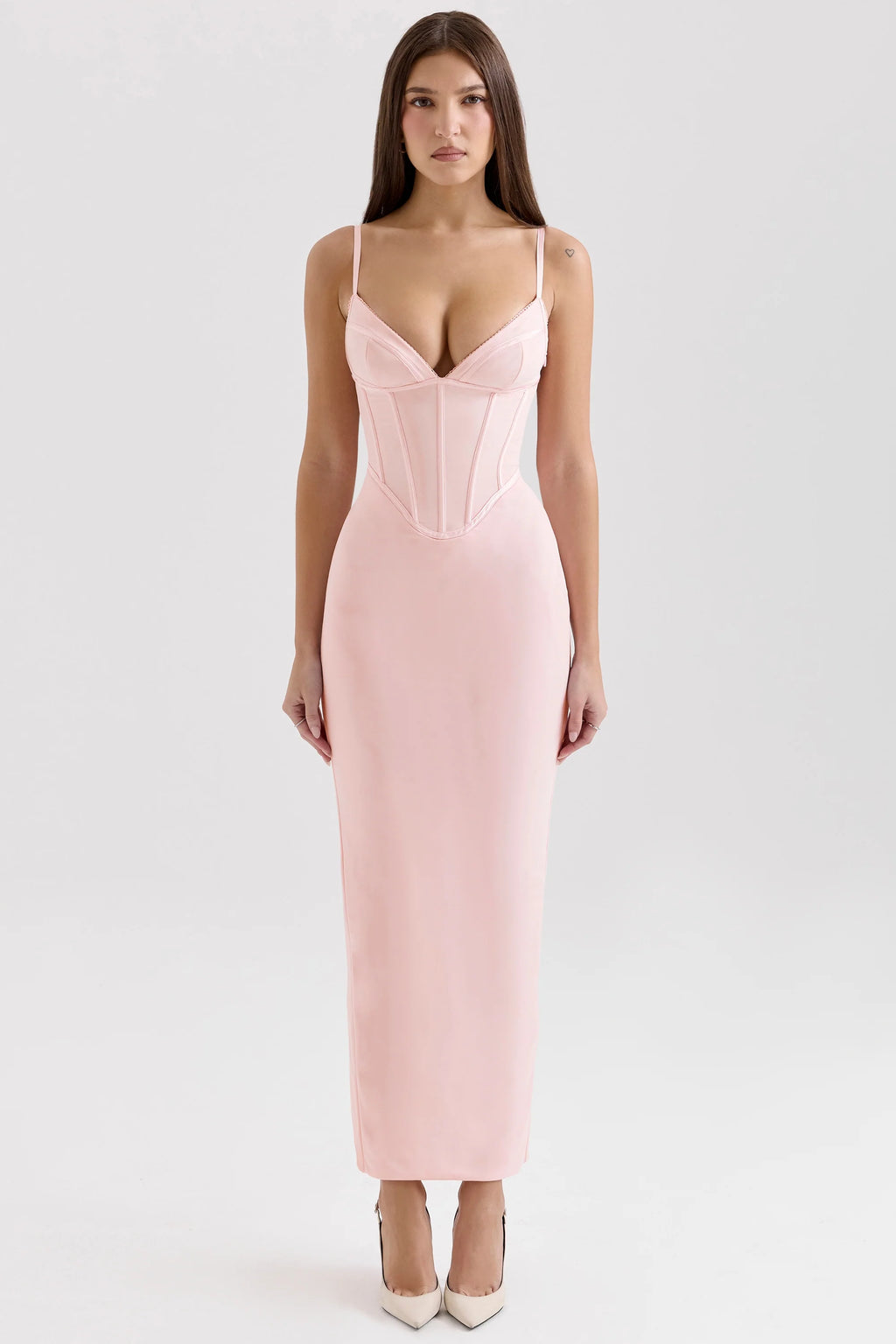 pink mesh bodycon maxi dress