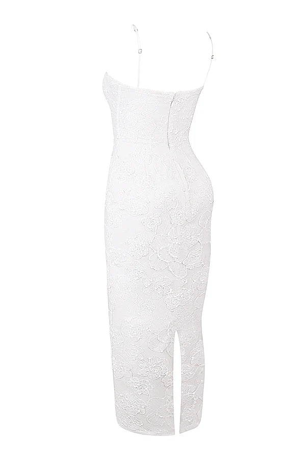 white floral lace maxi dress