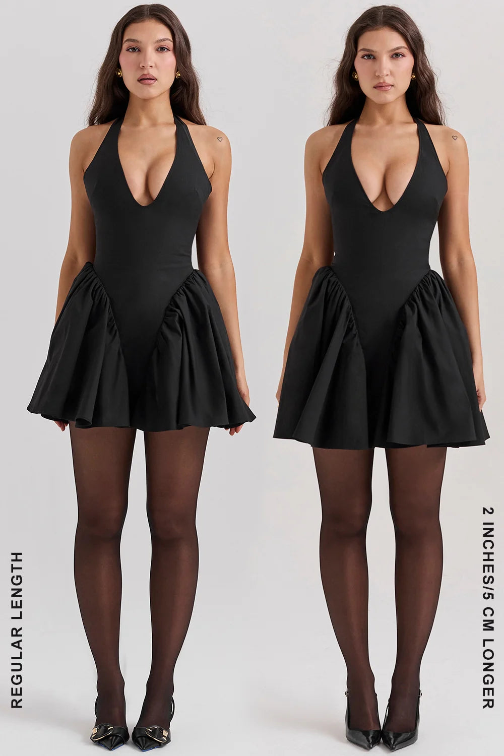 black halter mini dress