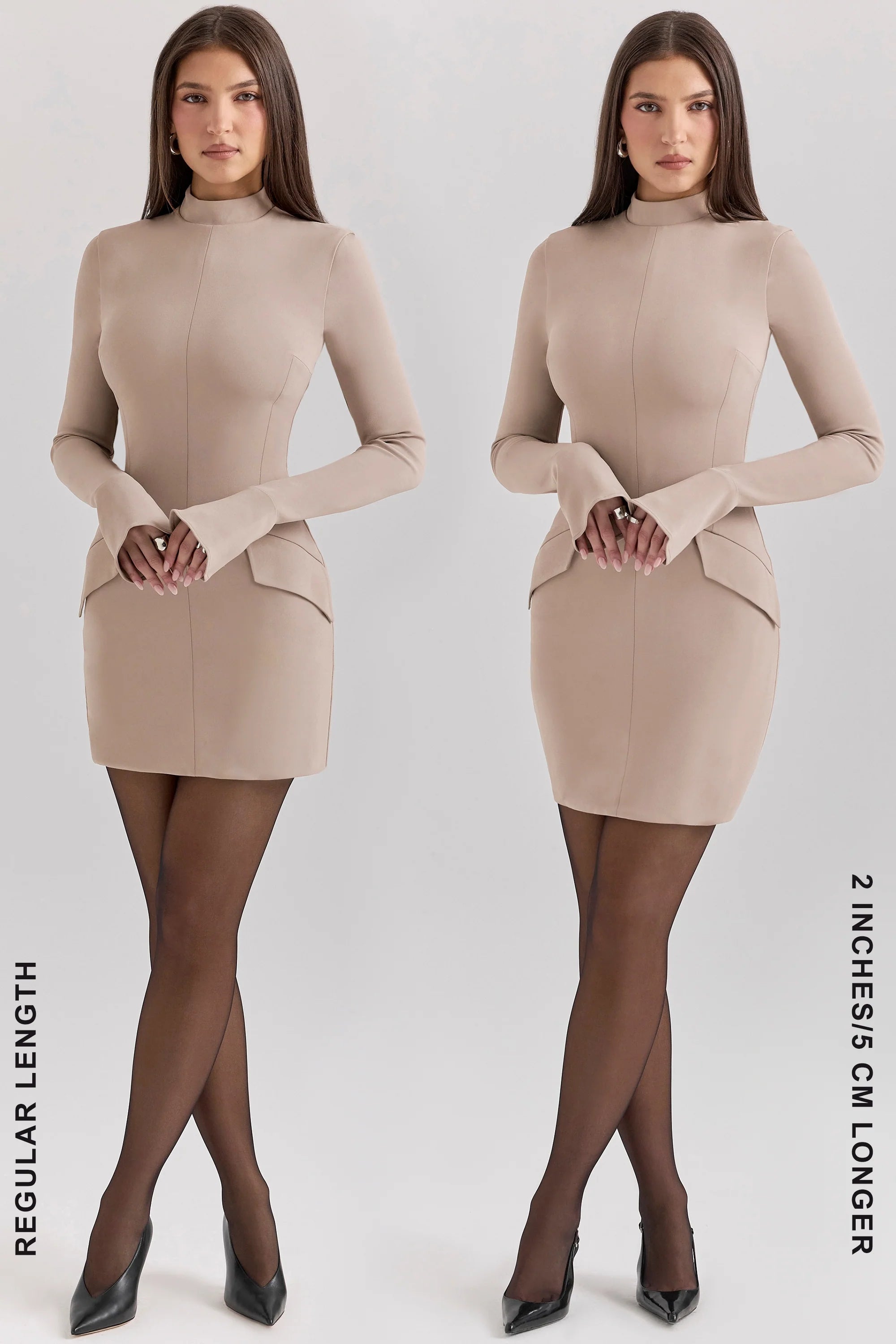 taupe long sleeve mini dress