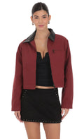 Two-Toned Collar Jacket in Burgundy