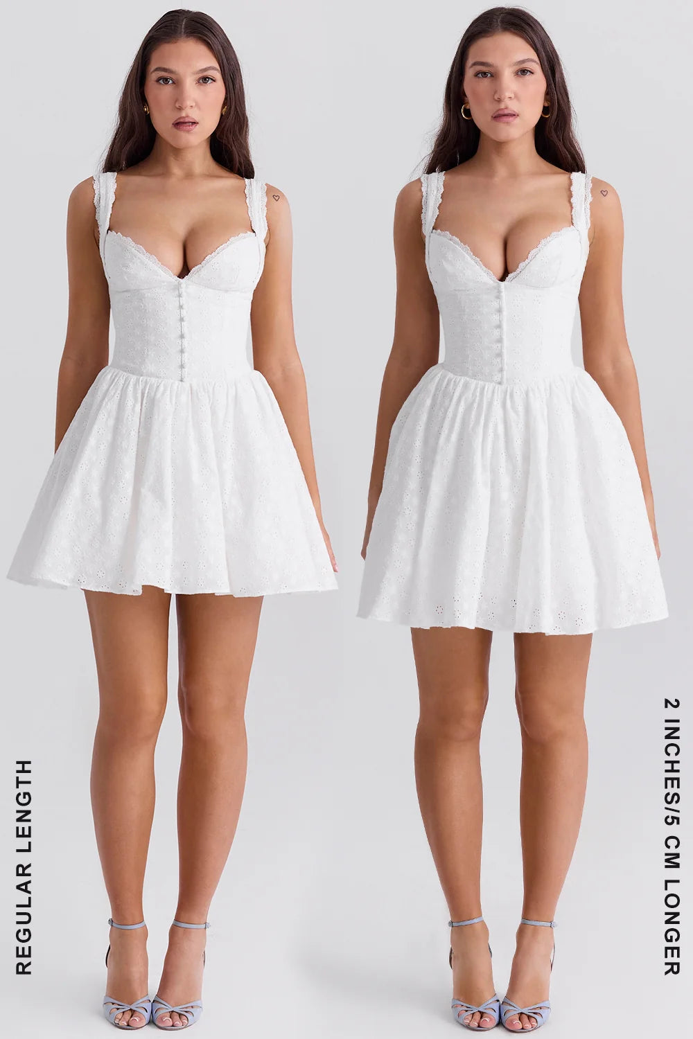 white cotton broderie anglais corset mini dress