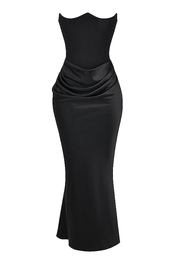 black strapless corset dress