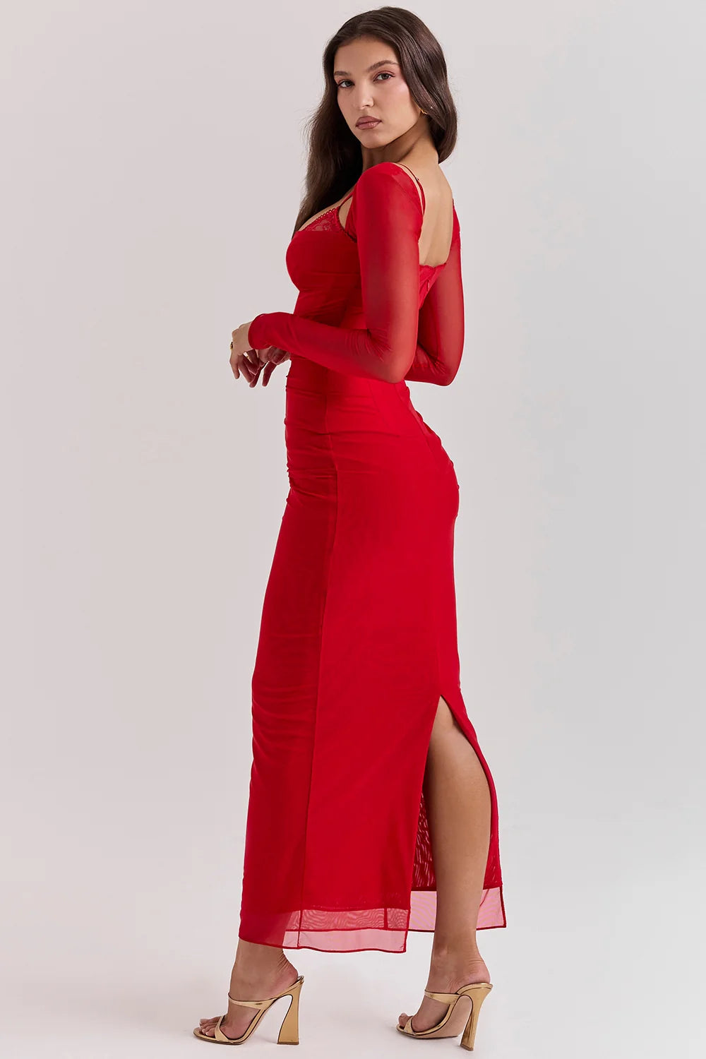 scarlet long sleeve maxi dress
