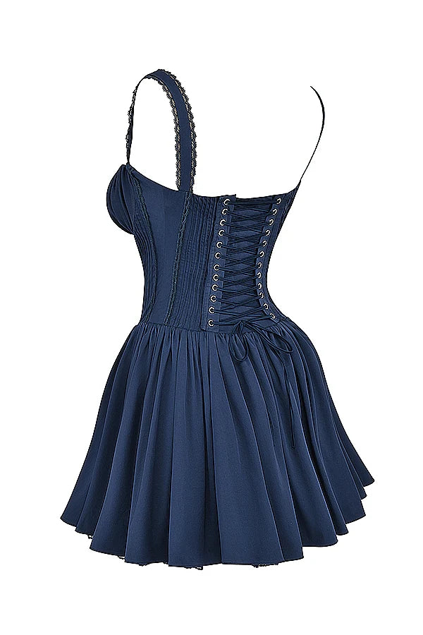 french navy corset mini dress