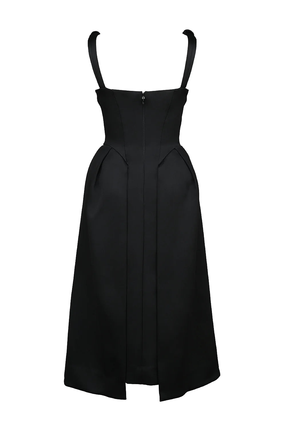 black satin twist strap midi dress - sale