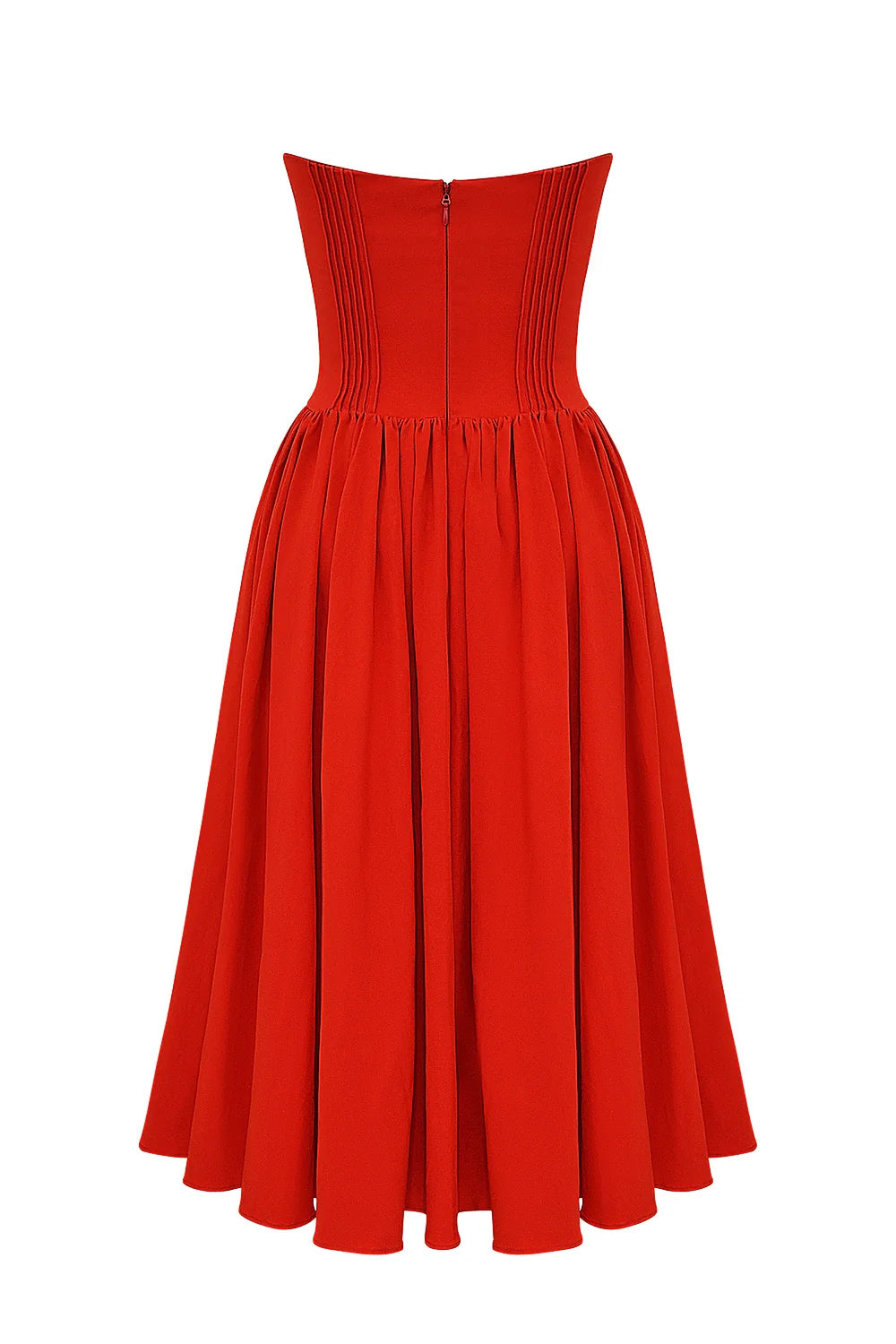 italian tomato strapless midi sundress