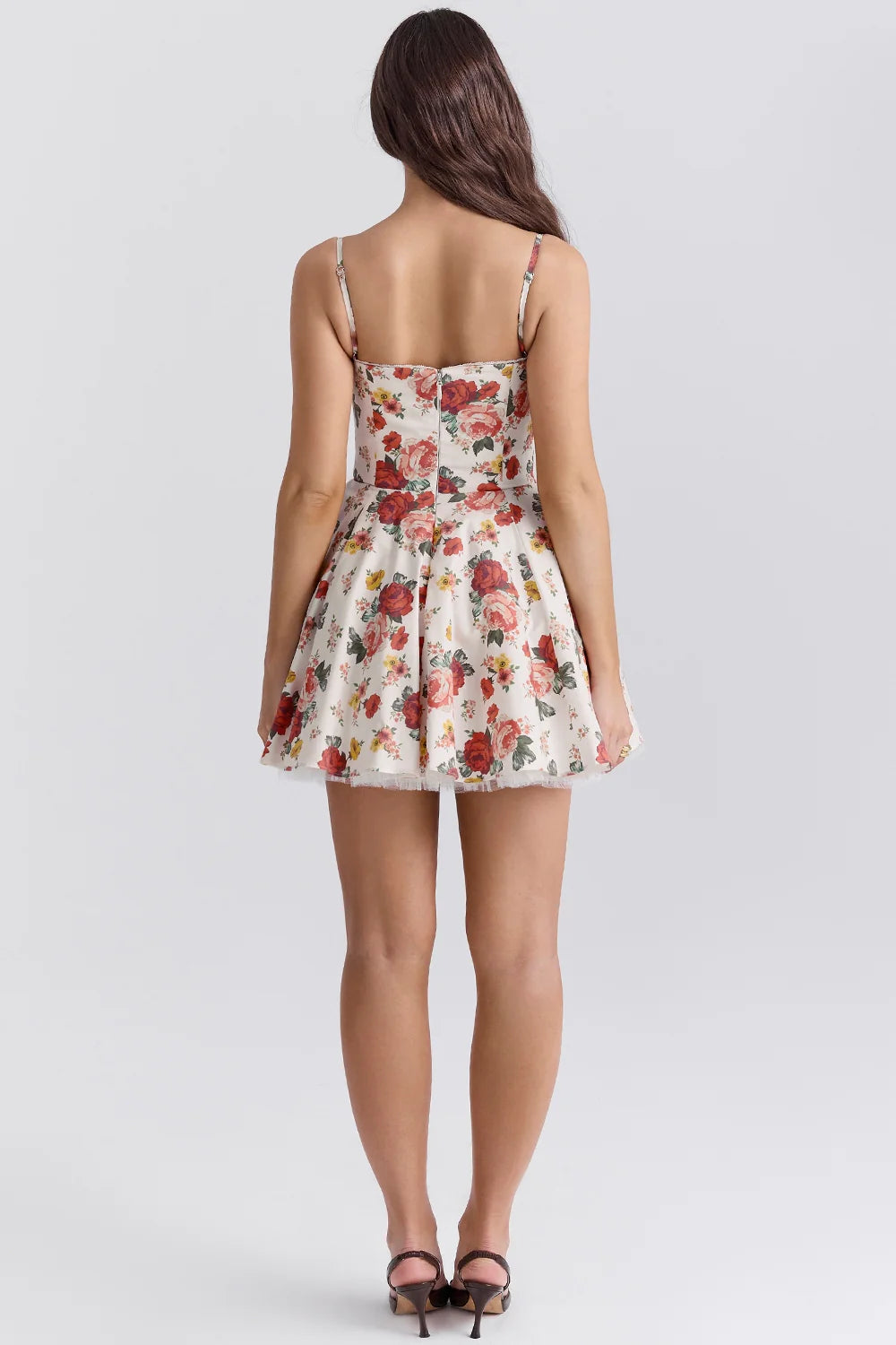 italian rose print tulle mini dress