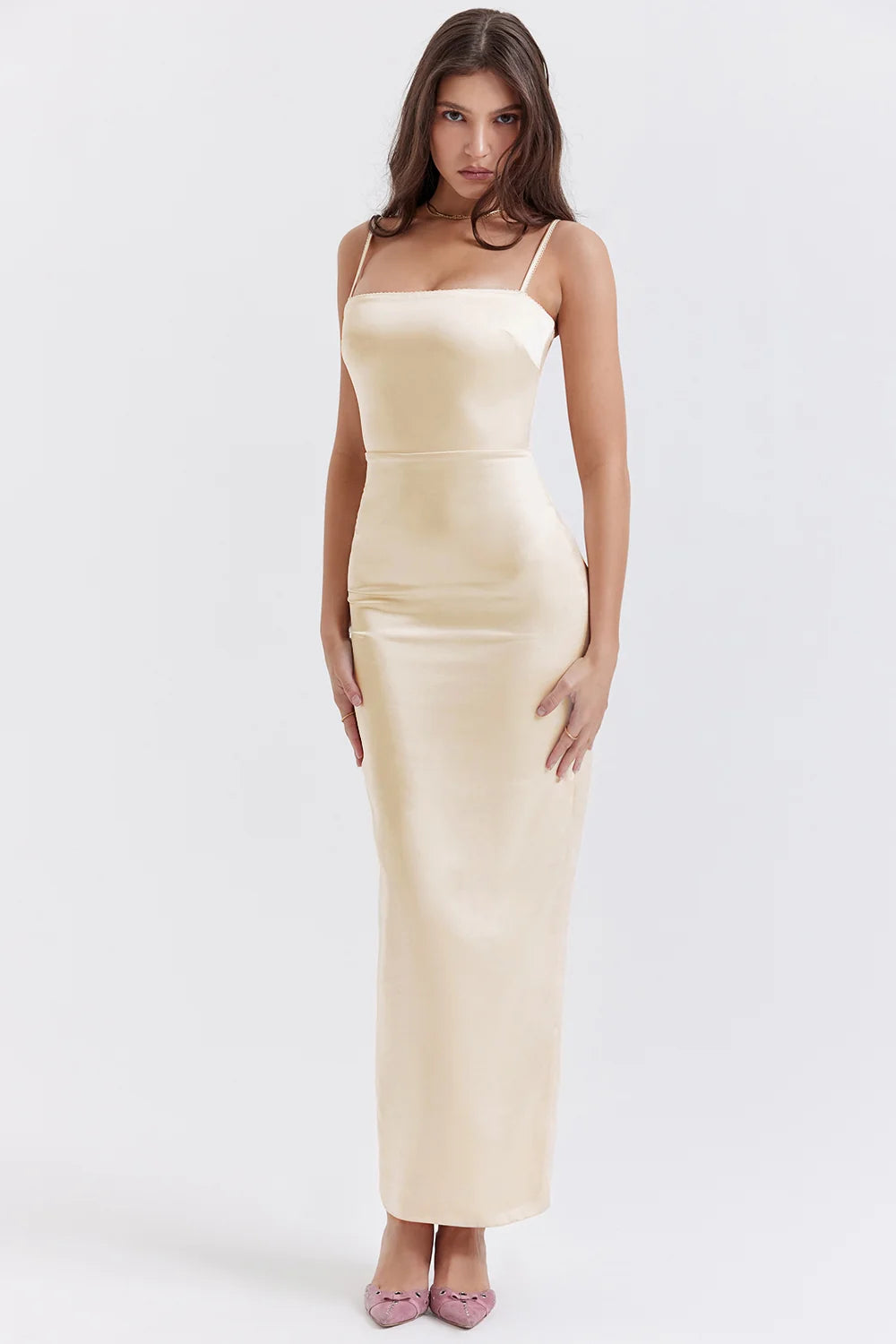 vintage cream maxi dress