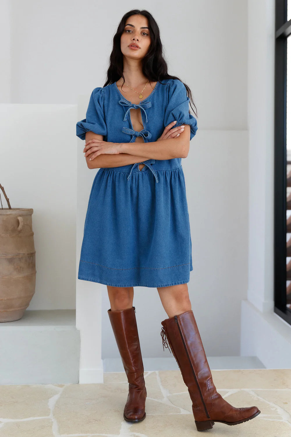 In Lieu Mini Dress Blue
