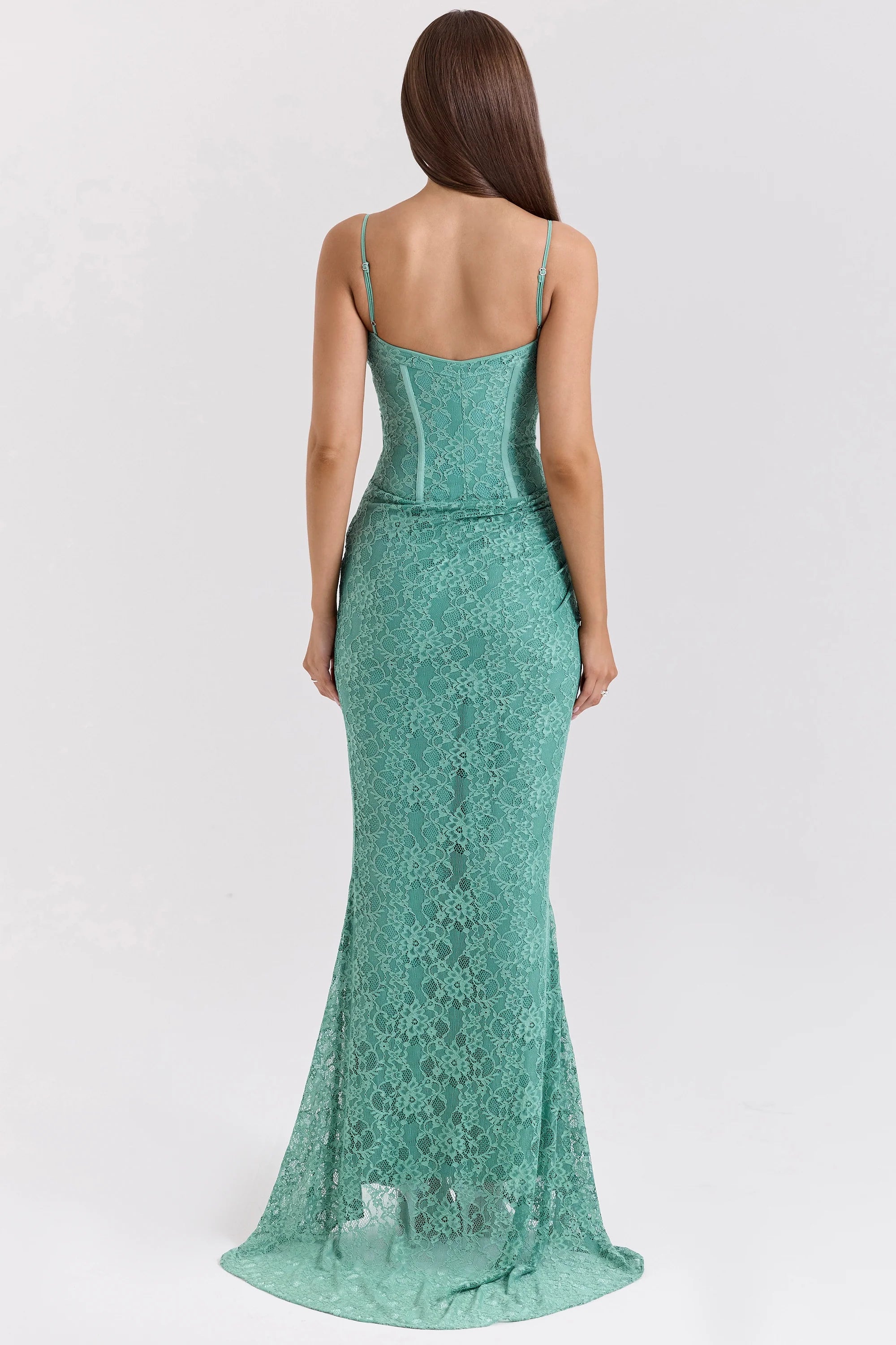 jade lace corset maxi dress