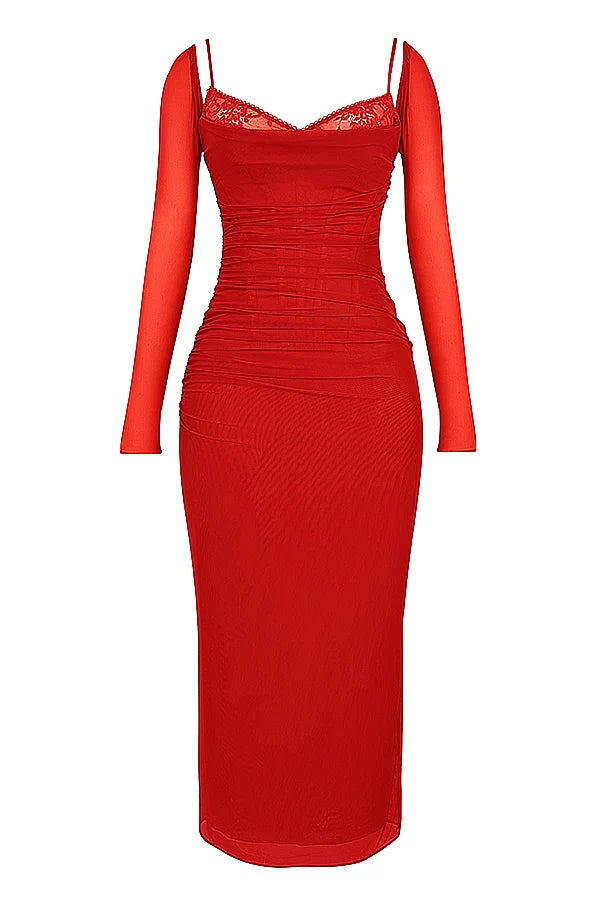 scarlet long sleeve maxi dress