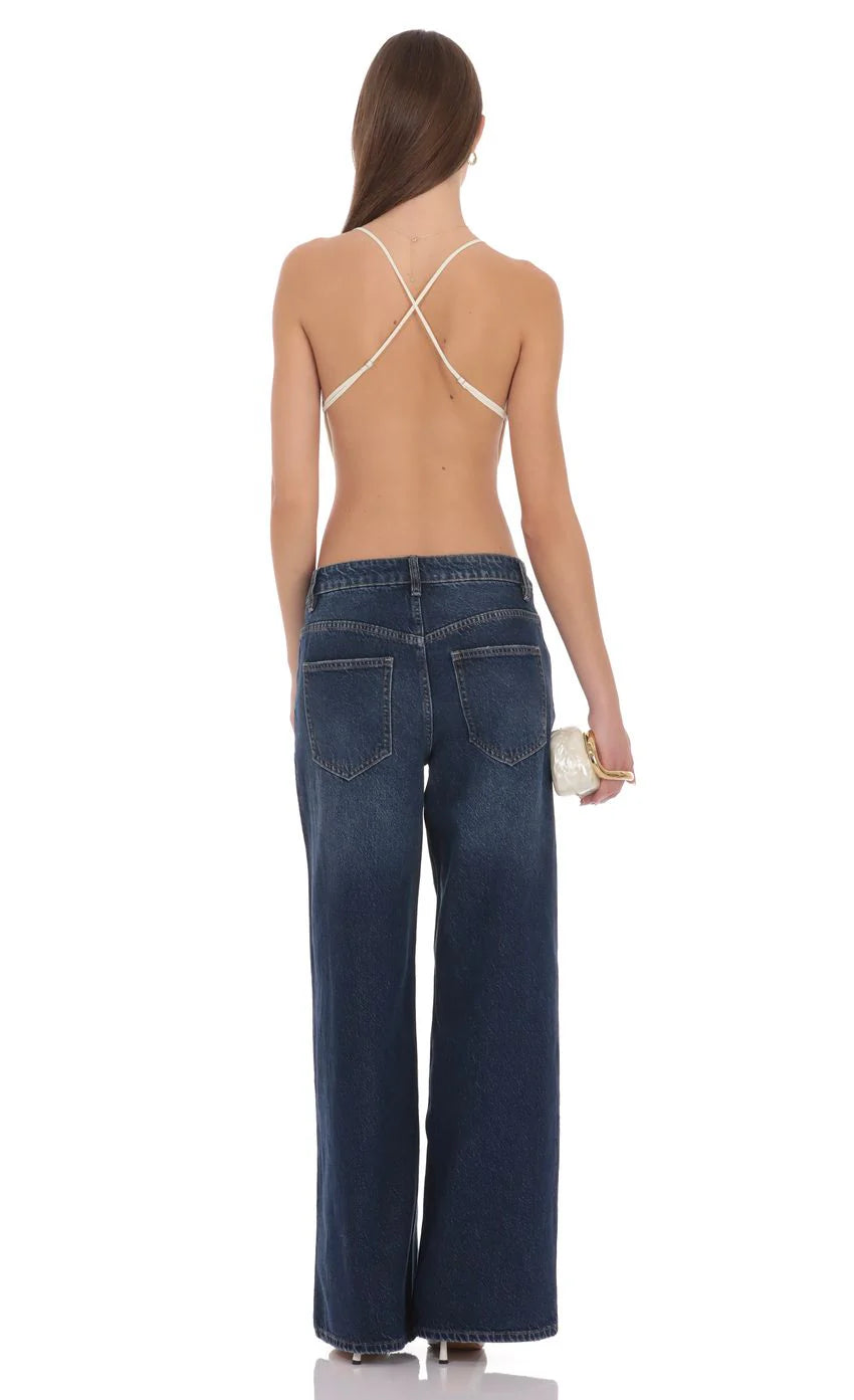 Elvion Drape Halter Top in Cream