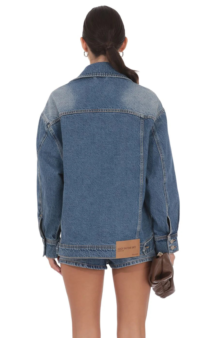 Oversized Denim Jacket in Blue