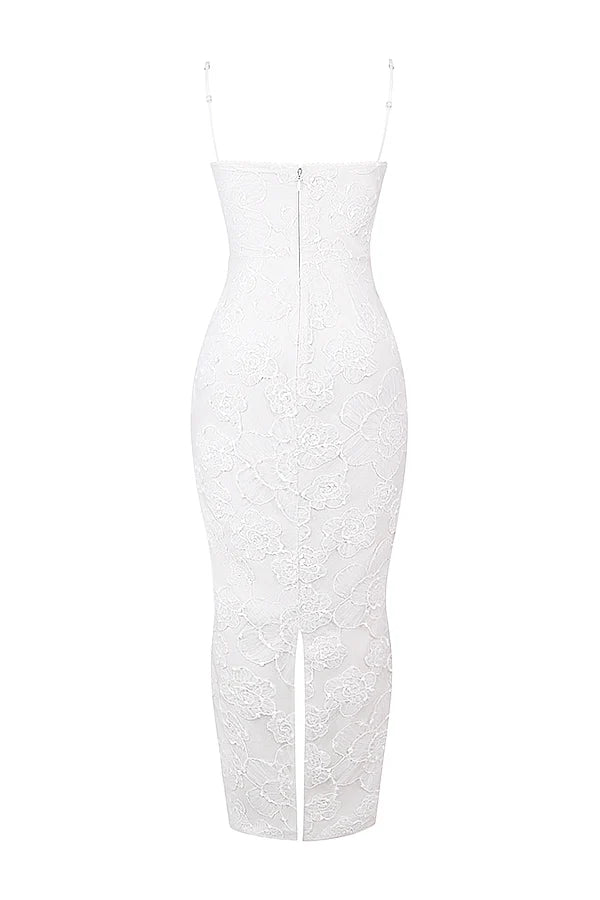 white floral lace maxi dress
