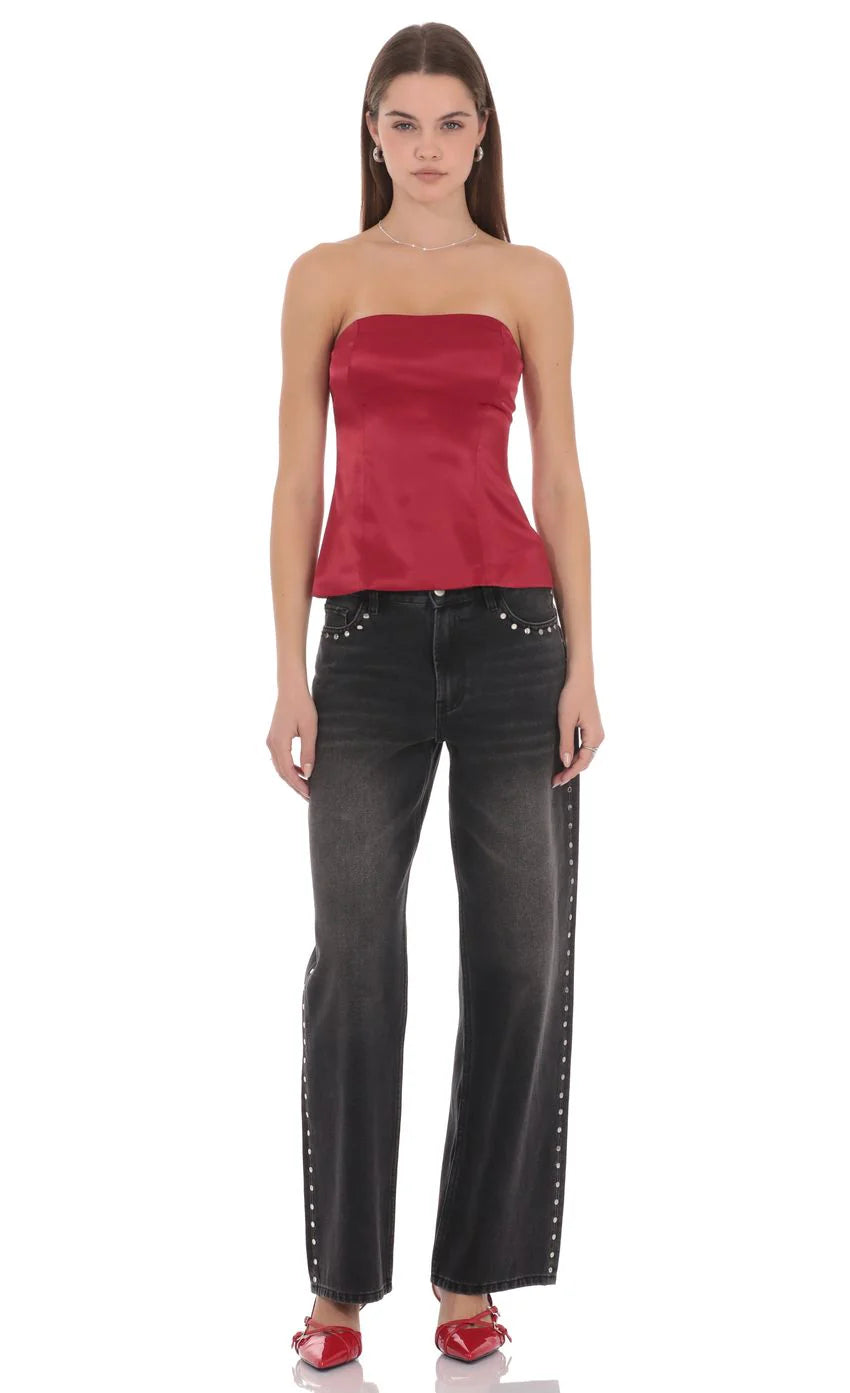 Anastasia Strapless Satin Top