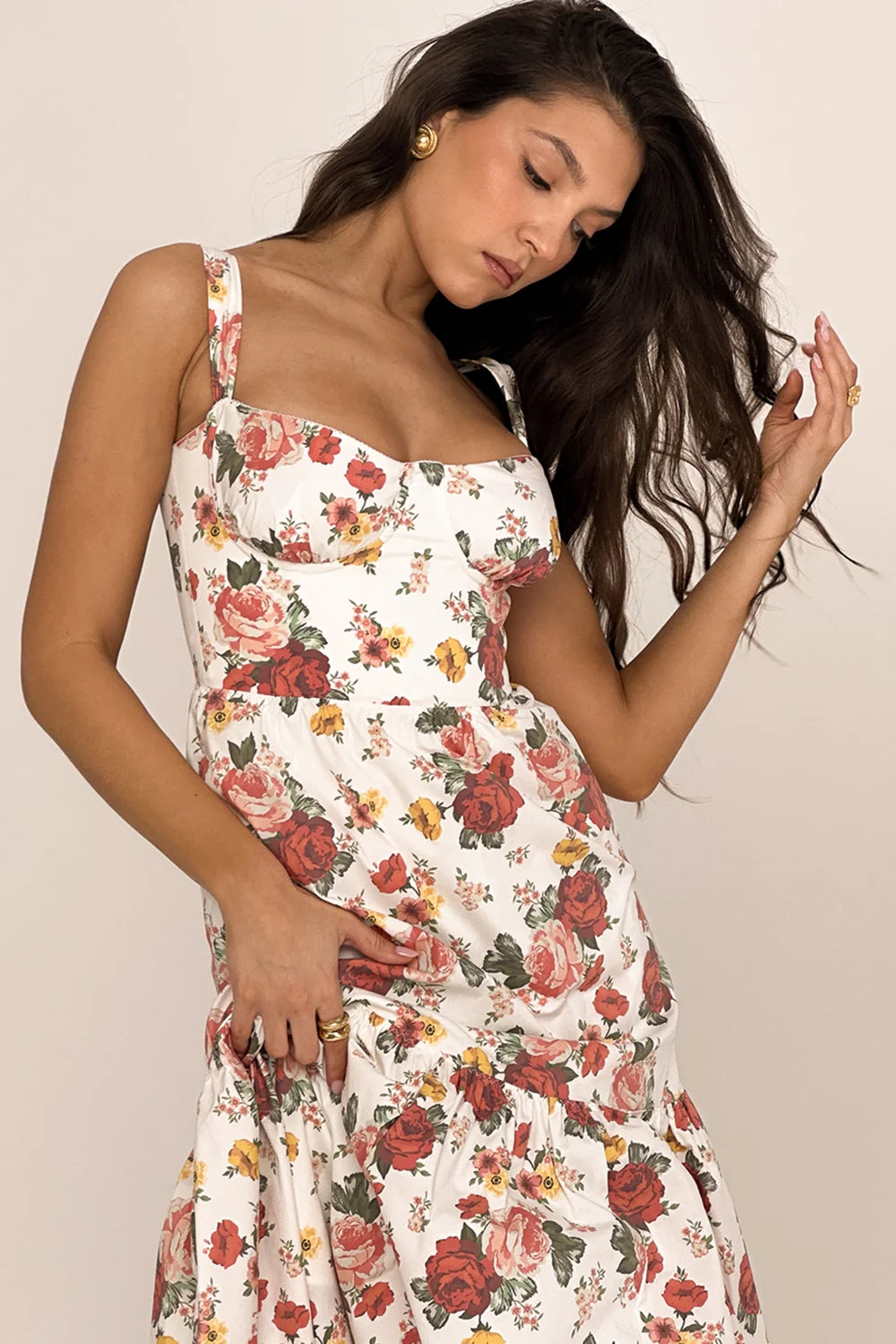 italian rose print cotton midi sundress