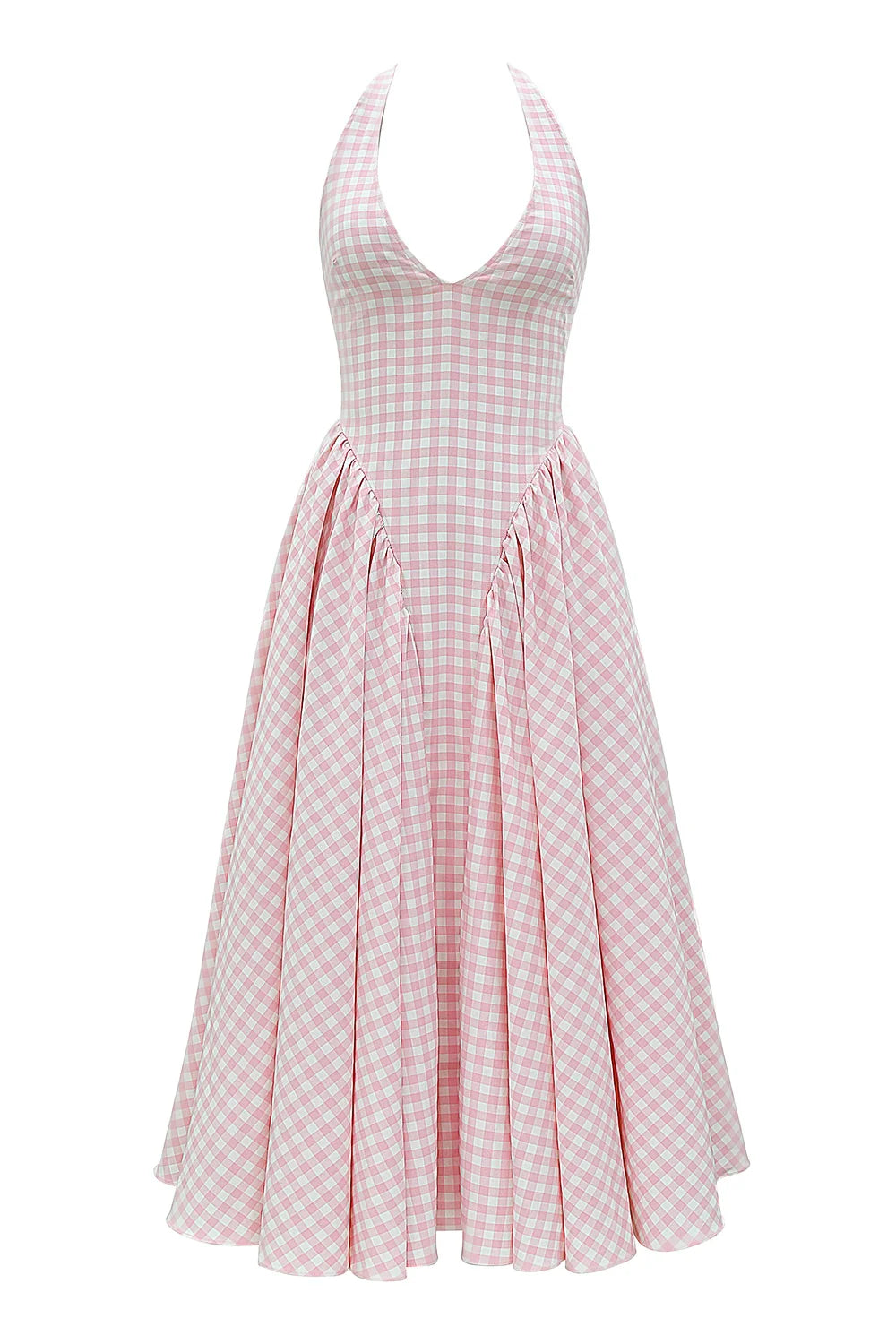 strawberry shortcake gingham halter midi sundress