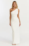 Criselda Maxi Dress - One Shoulder Maxi Dress in White