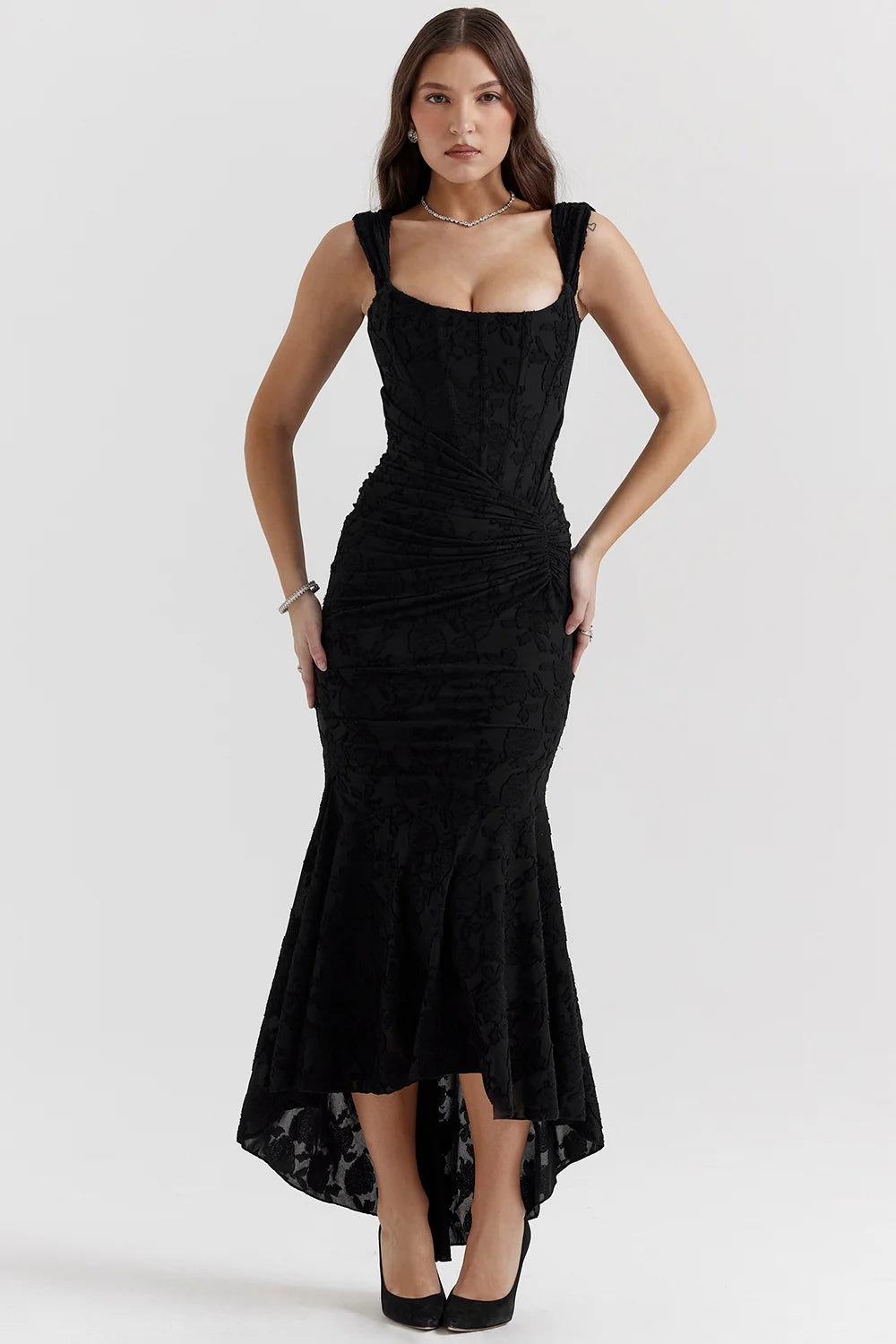 black floral maxi dress