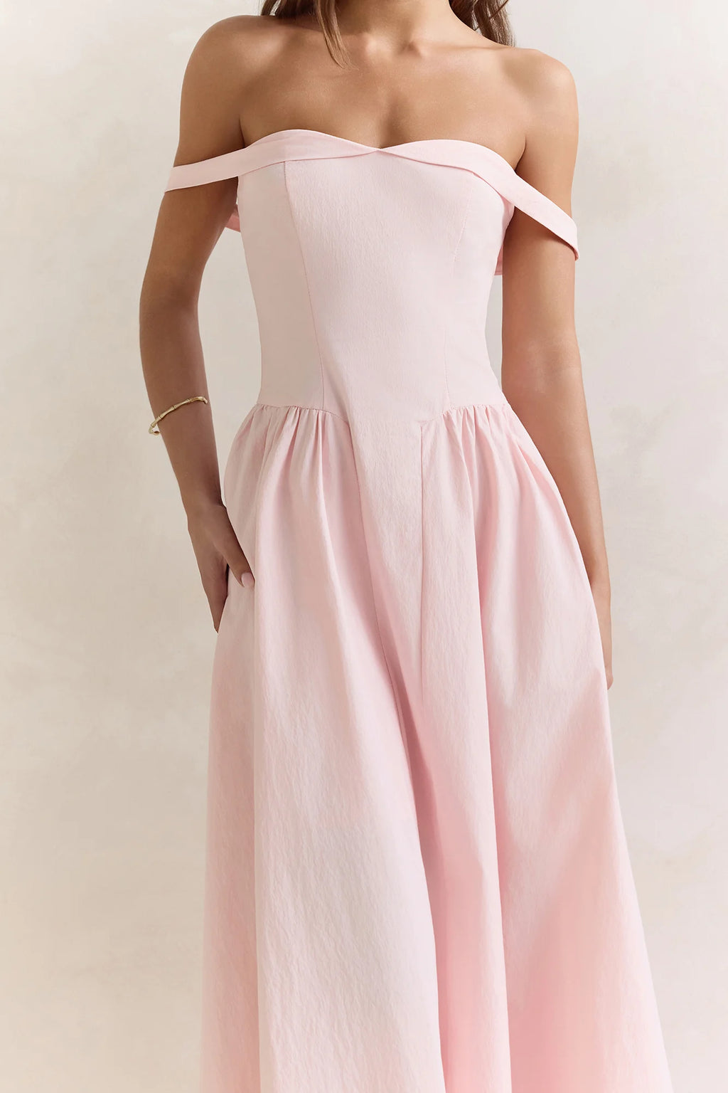 Memory Of Fate Off Shoulder Maxi Dress Pink