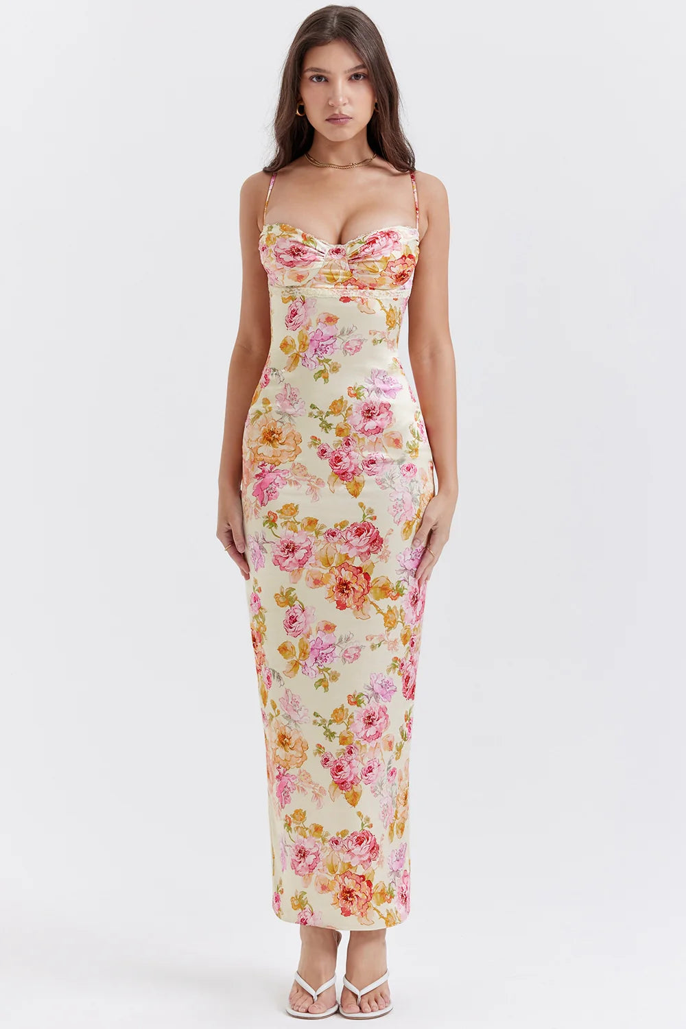 ivory floral maxi dress