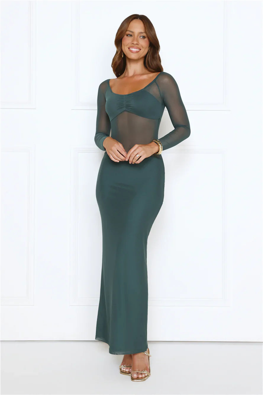 Heated Soul Off Shoulder Maxi Dress Teal