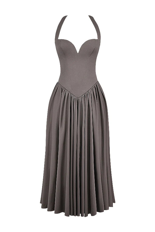 smoke halter midi dress
