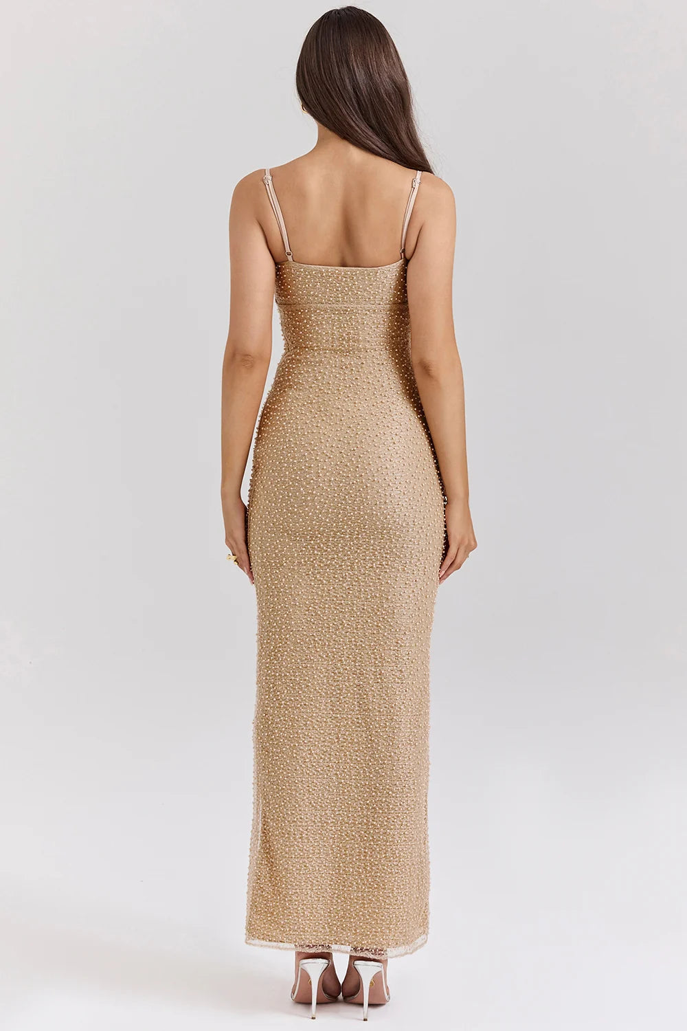 seapearl embellished maxi dress