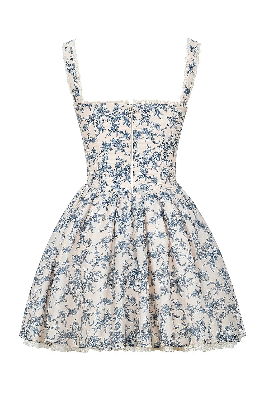 english porcelain print corset mini dress