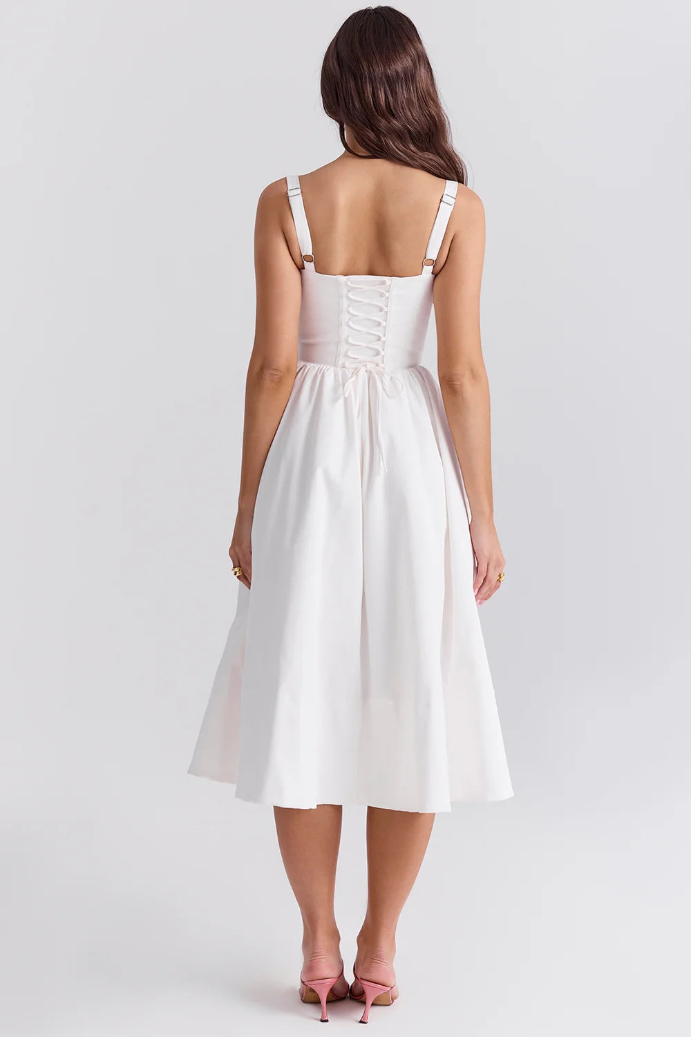 white corset midi sundress