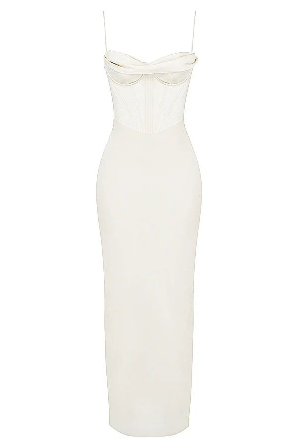 ivory corset maxi dress