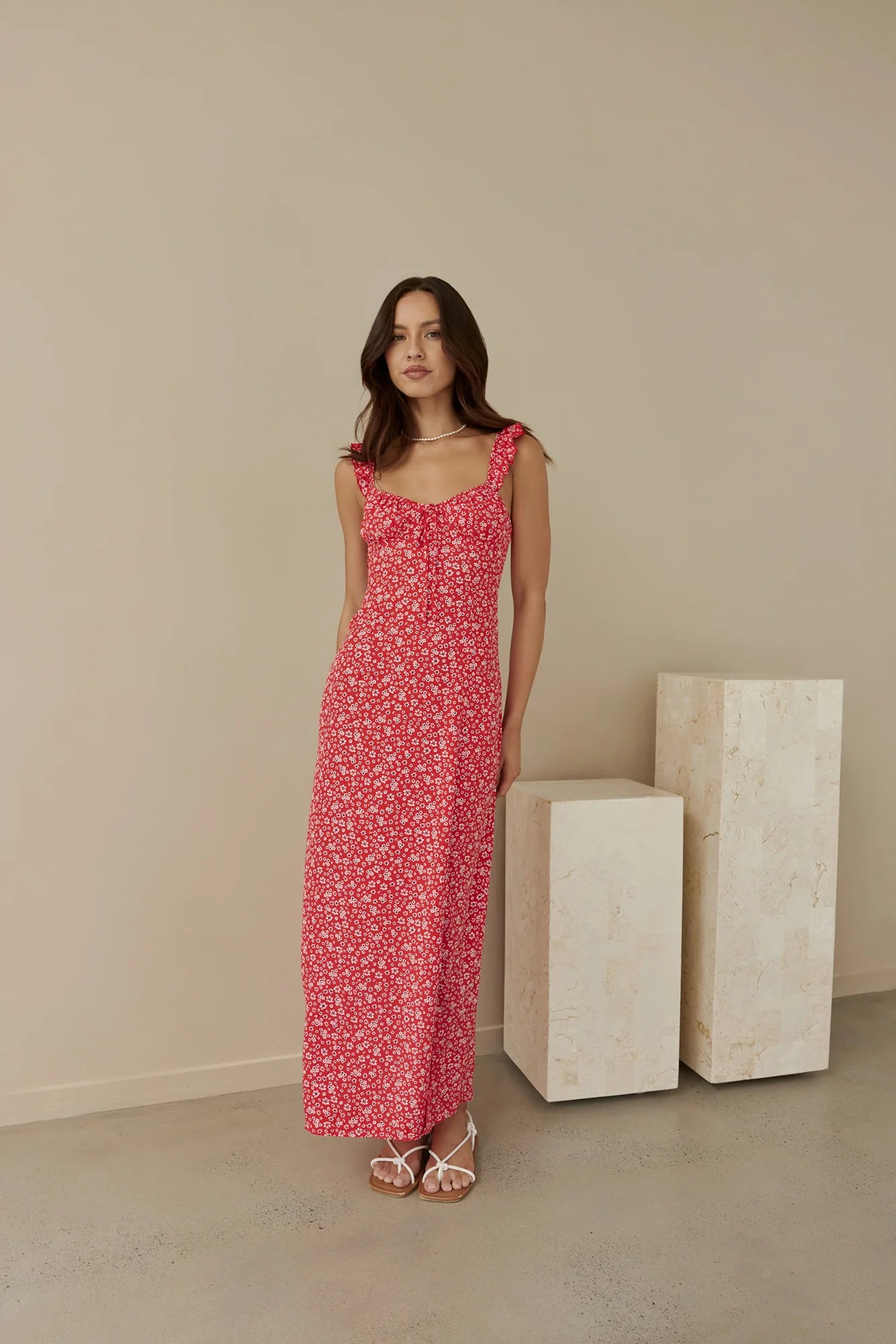 Berry Bloom Maxi Dress Red