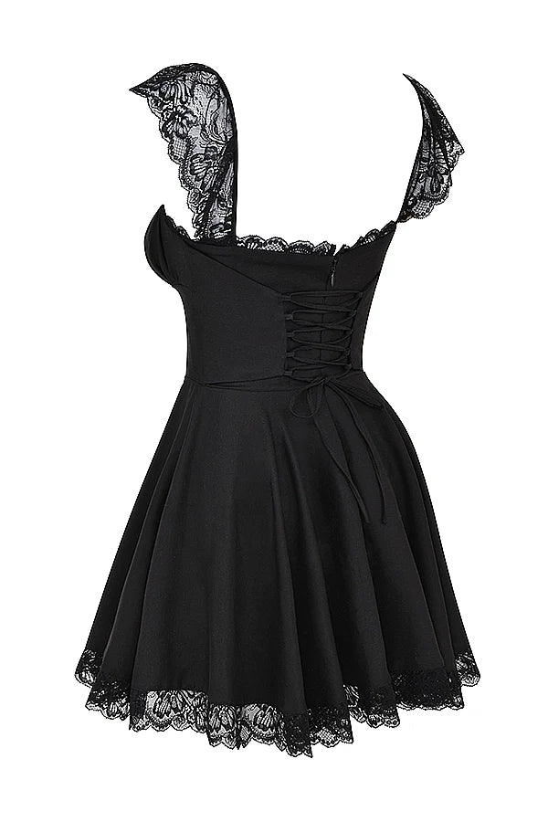 black a-line mini dress