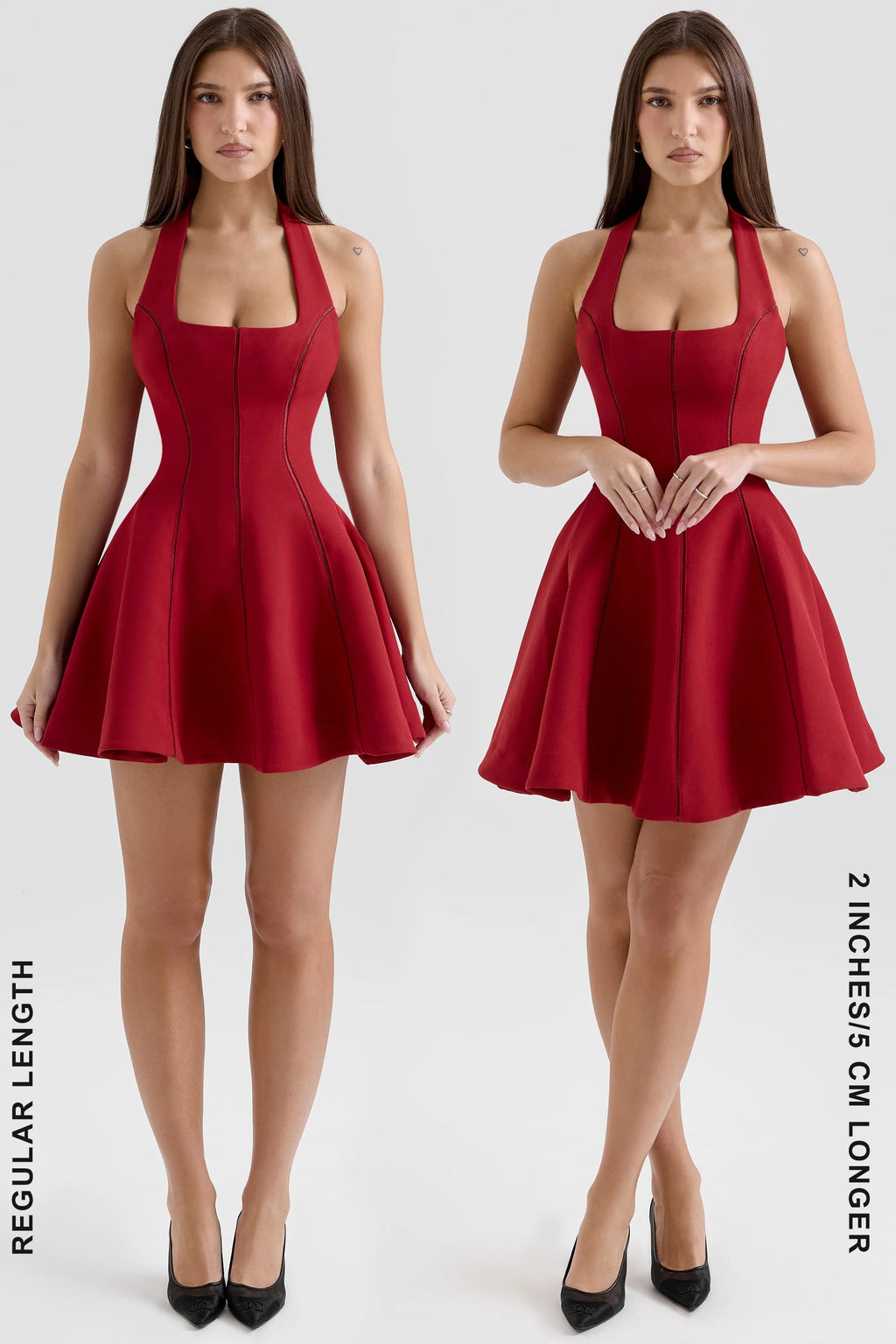 red halter neck bow mini dress