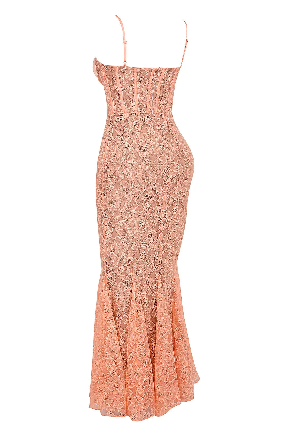 sorbet lace godet maxi dress