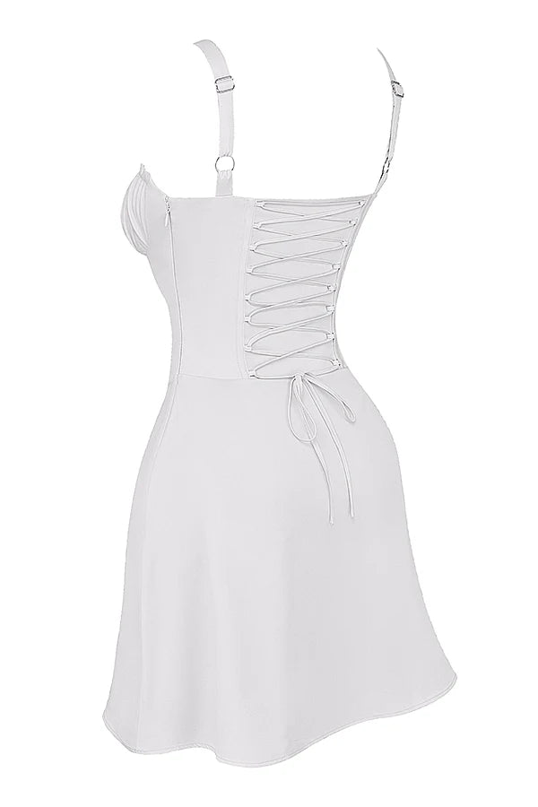 white corset mini dress