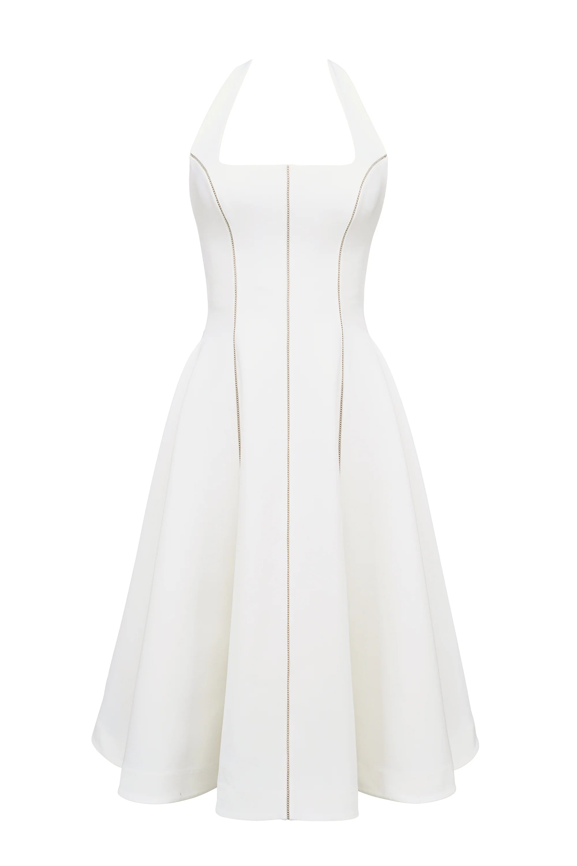 ivory halter neck midi dress