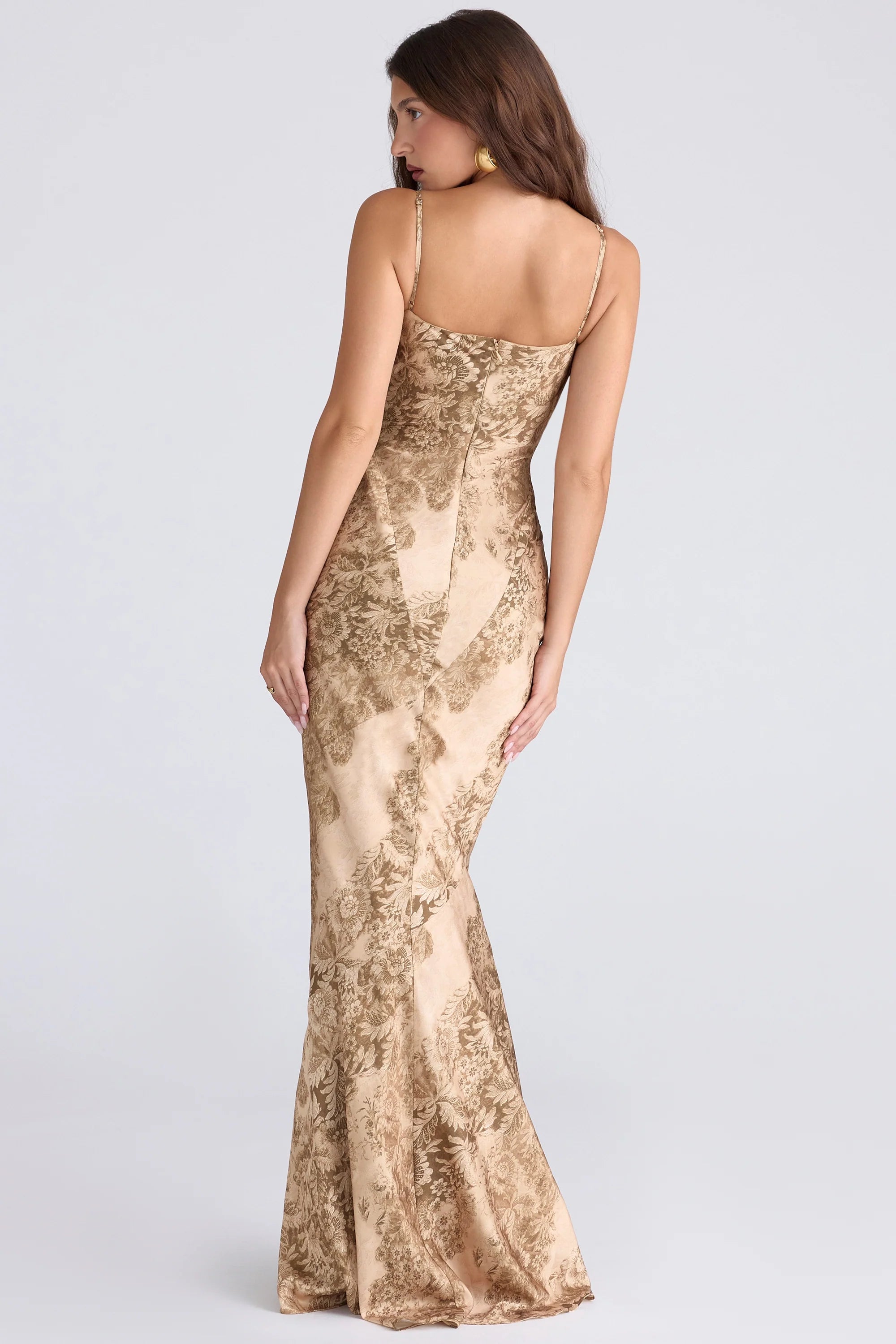 gold patterned satin maxi dress - limited edition