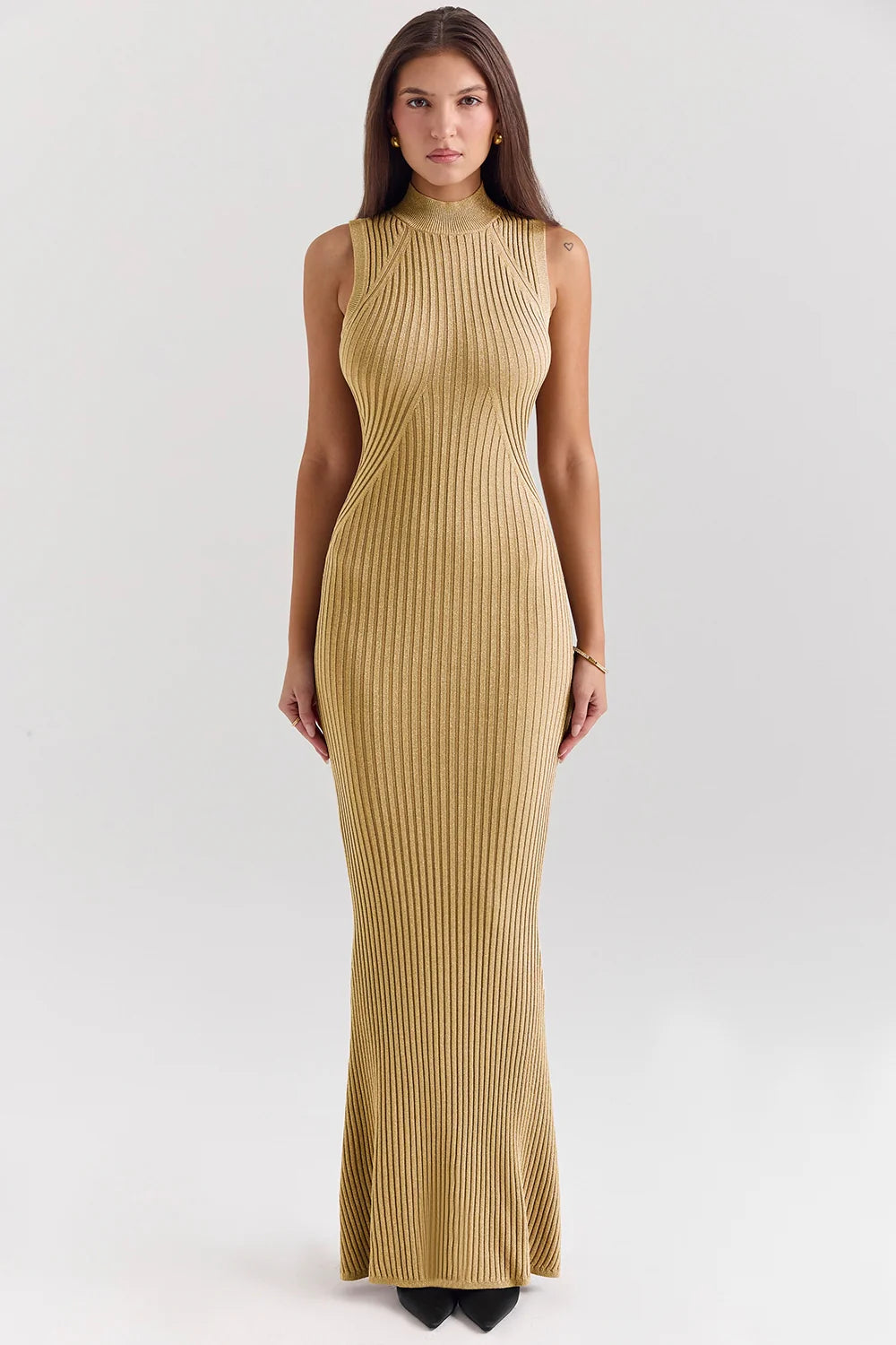 gold metallic maxi dress